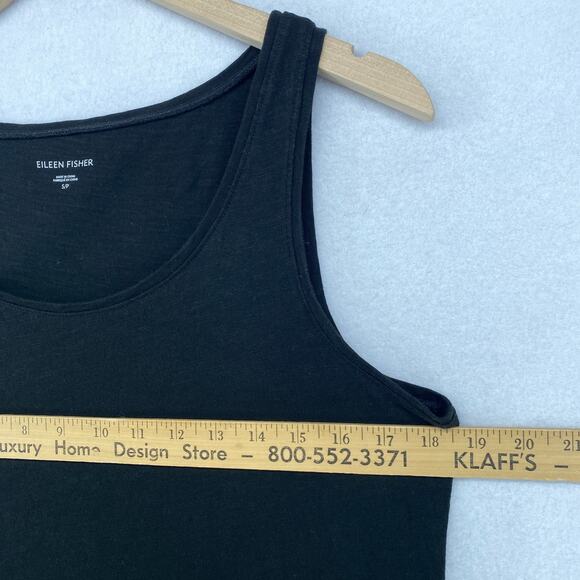 EILEEN FISHER Tank Top S Organic Cotton Slub Jersey Tunic Scoop Neck Shell Black - Picture 8 of 11